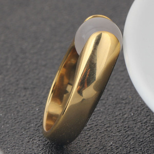 Anillos de Moda de 10MM, Oro de 18K, Piedra Negra, Engaste a Presión, Diseño Geométrico, Joyería de Regalo - Product Image 3