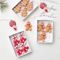 Ensemble d'ornements de Noël en résine à suspendre, bonhomme en pain d'épices, bâton de sucre, sucette, décorations pour arbre de Noël, décorations de fêtes