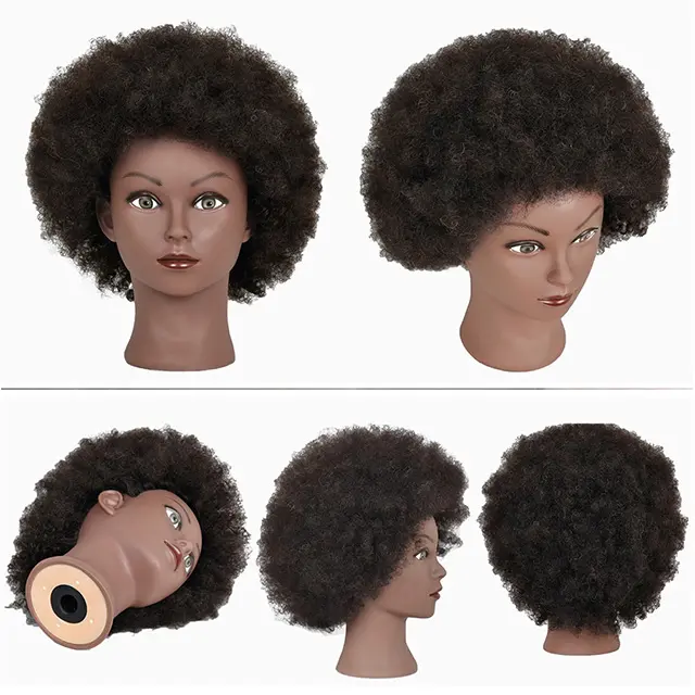 Mannequin Head African American with 100% Human Hair Cosmetology Afro Hair Manikin Head for Practice Styling Braiding