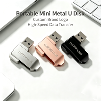 Nouvelle conception 2026 – Clé USB pivotante en métal de petite taille 2.0 8 Go 16 Go 32 Go – Clé USB personnalisable avec logo – Vente en gros de clés USB