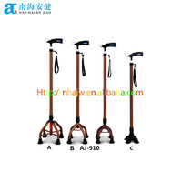 AJ-912C Anjian Bâton d'assistance à la marche en aluminium à grande base larges cannes quadruples artificielles pour une marche facile