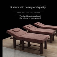 Table de massage pliable de salon commerciale moderne et luxueuse avec cadre en bois massif, acier inoxydable et revêtement en cuir synthétique, avec appui-tête intégré