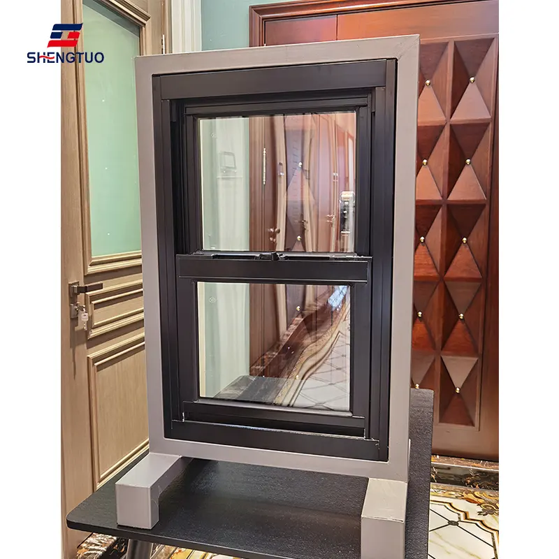 Aluminum frame double glaze vertical up and down sliding window American style aluminum double hung window American sash window