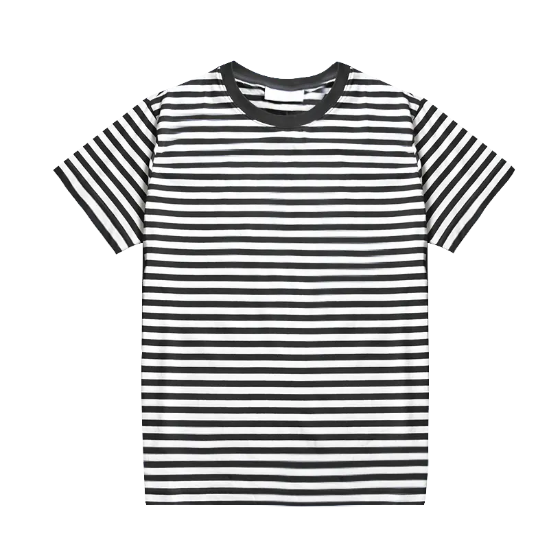 Striped Shirt for Men Male Stripe White Black Streetwear Casual T Shirt Top Tees