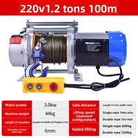 Palans électriques verticaux industriels 1T, treuil à câble métallique 100M, moteur léger en aluminium, 220V/380V, vitesse de levage 14M pour