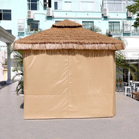 Pavillon de jardin moderne en fer à toit de chaume simulé, durable, écologique, imperméable, résistant à la corrosion, portable et facile à assembler