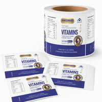 Étiquettes personnalisées pour bouteilles de compléments multivitaminés - Autocollants en papier artistique imperméables et résistants à l'humidité, adhésifs, de qualité alimentaire, pour emballage