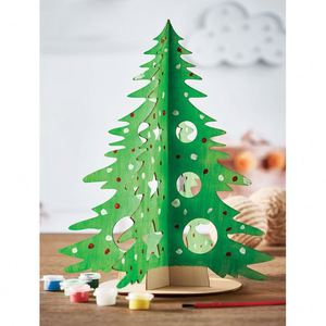 Décoration de Noël créative promotionnelle en bois en forme d'arbre, à faire soi-même, à dessiner, faite à la main par les enfants, fournitures pour fête de Noël - Product Image 2