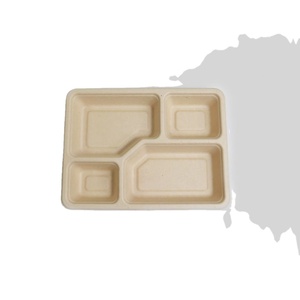 Cajas de Almuerzo Desechables de Pulpa de Bambú Totalmente Biodegradables con Logotipo Personalizado al por Mayor, Envases de Alimentos a Prueba de Fugas - Product Image 1