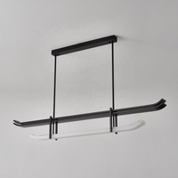 Décoration minimaliste de salon, lustre long en forme de bande pour salle à manger, îlot de cuisine, luminaire, lampe suspendue noire