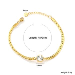 Customizable Waterproof 18K Gold Plated Cuban Link Chain with Sparkling Zircon <b>Crystal</b> Stainless Steel <b>Bracelets</b> <b>for</b> <b>Women</b> - Product Image 2