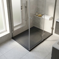 Base de douche rectangulaire noire antidérapante Dreamline de haute qualité en SMC pour hôtel, avec couvercle de drain, garantie 5 ans, installation facile