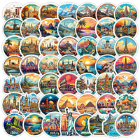 Autocollants de voyage vintage sur les monuments mondiaux, autocollants de visite des villes célèbres pour bagages, ordinateurs portables, bouteilles d'eau, décorations de skateboards