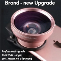Objectif Professionnel Universel HD pour Smartphone 37MM 0.45X 49UV Grand Angle + Macro Deux en Un pour Photographie de Tourisme et de Fleurs