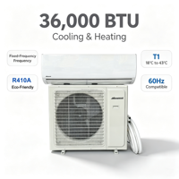 Climatiseur split à fréquence fixe Misubesi 36000 BTU, refroidissement et chauffage, T1 220V 60Hz, pour maison, bureau et usage commercial