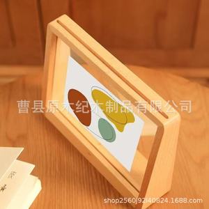 Wooden <b>Double</b>-Sided Transparent <b>Photo</b> <b>Frame</b> A4 Size Solid Wood Rectangular Tabletop Display Rack Eco-Friendly Living Room - Product Image 3