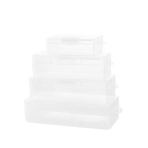 Caja de herramientas de plástico transparente, caja de almacenamiento rectangular con tapa, organizador de escritorio de 18,1 x 8,8 x 4,6 cm para papelería - Product Image 1