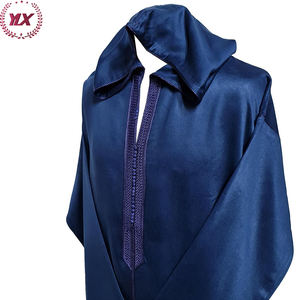 Robe à capuche de luxe style marocain pour hommes, Kaftan bleu foncé - Product Image 3