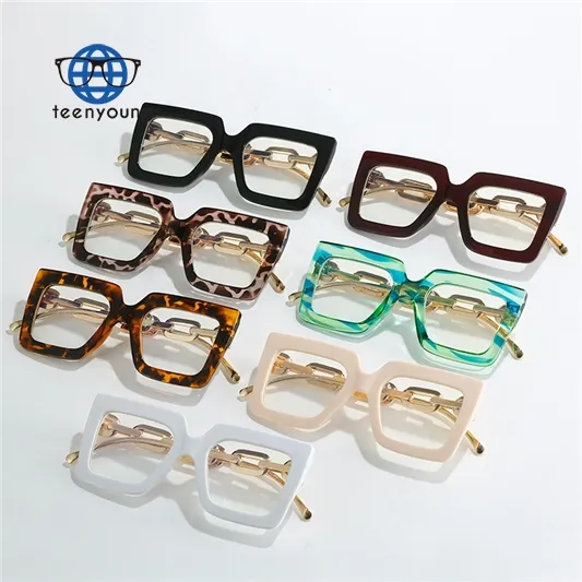 Teenyoun 숙녀 체인 사원 Oculos 드 졸 불규칙한 프레임 럭셔리 안경 우아한 안경 광학 클리어 렌즈