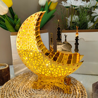 Ornements lumineux acryliques créatifs décoration de vacances islamique or avec lumières LED décoration de table de fête