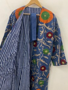 Colourful Embroidery Suzani Kimono Robe Lightweight Boho Cover Up Winter Long Casual Layering <b>Jacket</b> - Product Image 4