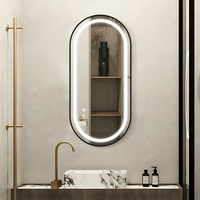 Miroir LED de style rail avec bordure, anti-buée, étanche, trois températures de couleur, luminosité personnalisable et réglable