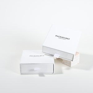 PackSecret LOGO personalizzato scatola di cartone di carta nera portagioie collana anello cassetto scorrevole imballaggio bianco scatola scorrevole - Product Image 6