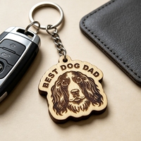 Porte-clés en bois personnalisé pour papa de chien, gravure au laser, portrait de chien, écologique, durable, cadeau pour les amoureux des animaux, pour hommes, fête des pères, anniversaire