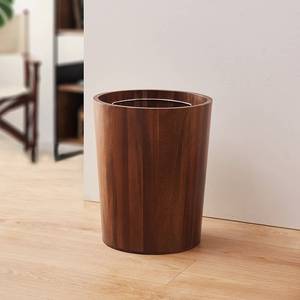 Nouvelle poubelle en bois d'acacia de style chinois couleur noyer pour la maison, l'hôtel, la maison d'hôtes, le salon, la cuisine, la salle de bain, grande capacité - Product Image 3