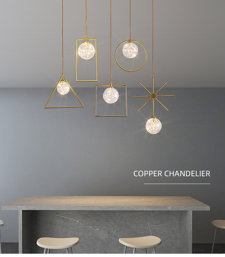 New Indoor Decoration Modern Copper Wholesale Hotel Household Led Chandelier Pendant Lamp