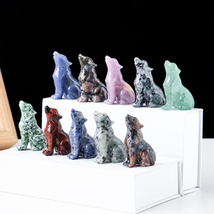 Statue de loup en cristal naturel à succès, figurine d'animal, ornements de croyance spirituelle pour la décoration de la maison, ami loup en cristal - Product Image 2