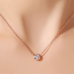 Collier tendance en acier inoxydable avec pendentif <span class=keywords><strong>cercle</strong></span> géométrique délicat en zircon CZ et chaîne serpent pour femme - Product Image 6