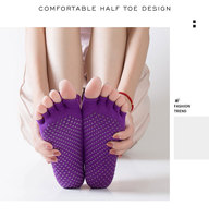 Chaussettes de sport OEM avec logo, antidérapantes, à la cheville et demi-orteils, pour femmes, chaussettes solides et personnalisées à 5 orteils, à lacets, pour Pilates et yoga