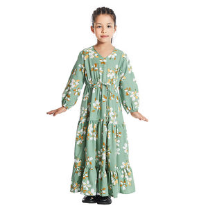 Vente chaude Modeste Islamique Musulman Enfants <span class=keywords><strong>Robe</strong></span> pour Filles <span class=keywords><strong>Grande</strong></span> Balançoire Imprimé Floral <span class=keywords><strong>Longue</strong></span> <span class=keywords><strong>Robe</strong></span> Polyester Matériel pour l'Asie du Sud-Est - Product Image 4