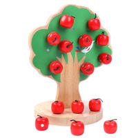 Juego de Construcción Magnético de Madera DIY: Árbol de Manzanas para Recoger, Bloques de Construcción Artesanales, Juguete Educativo de 100 Piezas para Niños y Niñas