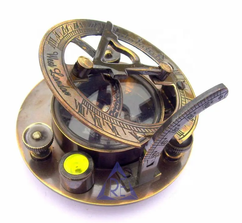 Messing Sonnenuhr Kompass Antike Maritime West London Vintage Kompass Metall Kunst & Sammler Indien Modell Liebe