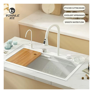 Nuovo prodotto raccomandazione Multi-funzione <span class=keywords><strong>bianco</strong></span> rubinetto lavello 304 acciaio inox singolo foro cascata Design - Product Image 1