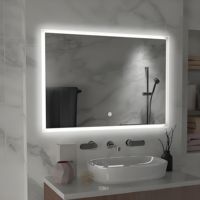 Miroir de salle de bain intelligent personnalisé avec éclairage LED, commande tactile, décoration murale, miroir de maquillage pour salle de bain