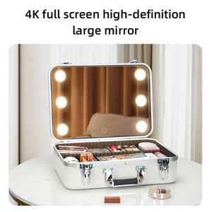 Chuyên nghiệp Train trường hợp cho cô gái nghệ sĩ trang điểm, du lịch trang điểm Trường hợp với LED ánh sáng gương, trang điểm công cụ hộp - Product Image 5