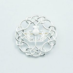 子供用ケルト結び目スコットランドアザミシルバーメッキ合金ブローチ - Product Image 4