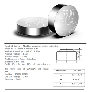 Tiểu Alkaline mangan Pin ag9 194 394 lr45 lr936a nút di động - Product Image 6