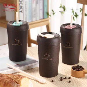 Top Selling Outdoor 380ml Coffee Ground Material Cup Reusable Straw Tumbler Nordic Travel Custom Coffee Mugs