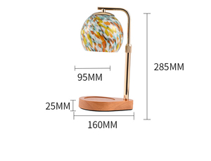 Contemporary Adjustable <b>Table</b> Lamp with Multicolored Glass Shade Wood Base E26 AC <b>LED</b> Warm <b>Light</b> 2700K for Bedroom - Product Image 6