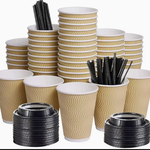 Hữu cơ 2-Layer cốc giấy có nắp đậy in sọc giấy ly Đối với trang chủ kinh doanh & Nhà hàng sử dụng hot ly - Product Image 2