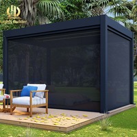 Pergola bioclimatique motorisée à toit rétractable, en aluminium imperméable, pour jardin extérieur