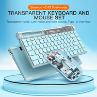 Şeffaf Akrilik Mini Kablosuz Klavye Mouse Seti RGB 2.4G+BT Çift Modlu Type-C Multimedya Tuşları Toptan Satış Dizüstü Bilgisayarlar İçin