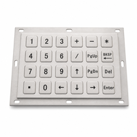 Clavier numérique industriel en acier inoxydable étanche IP65 personnalisé KB-24B, 24 touches, montage sur panneau, USB/PS2 pour kiosque d'information
