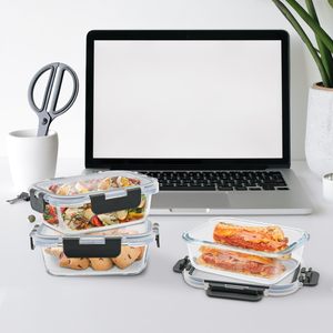 Eco-Friendly 100% BPA-Free Meal Prep Glass Containers with PP Lid Microwave & <b>Freezer</b> Safe Lacquer Techniques - Product Image 2