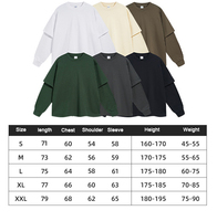 Haute qualité unisexe lâche deux pièces cou t-shirt en gros Euro américain haute rue Style rétro manches longues personnalisé hommes