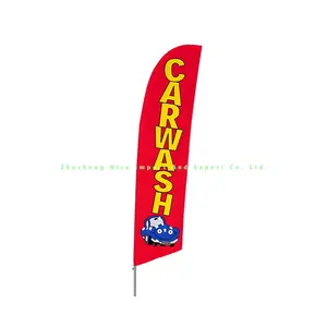 Недорогой рекламный наружный баннер, индивидуальный пляжный флаг с перьями для мытья автомобиля